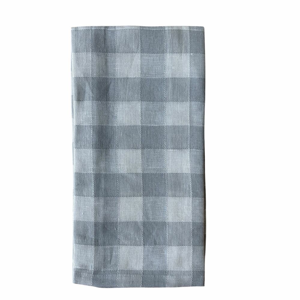 NEW Mackenzie-Childs Grey Check Linen Kitchen Dish Towel 18x26